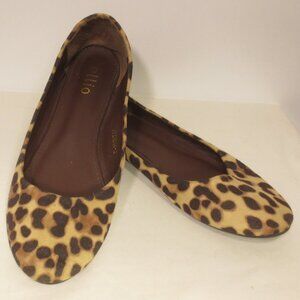 NEW Ollio Shoes Tan Brown Leopard Print Casual Comfy Vegan Ballet Flats Size 8.5